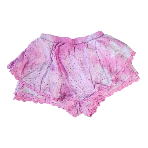 Free the Roses Pink Tie Dye Layered Ruffled Eyelet Skort Small Cotton - Picture 7 of 7